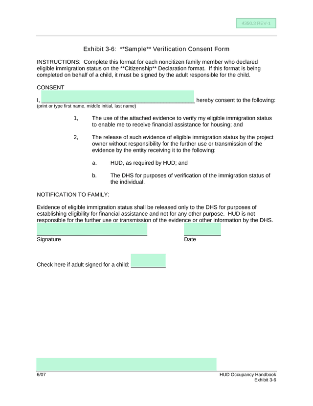 Sample Verification Consent Form screenshot