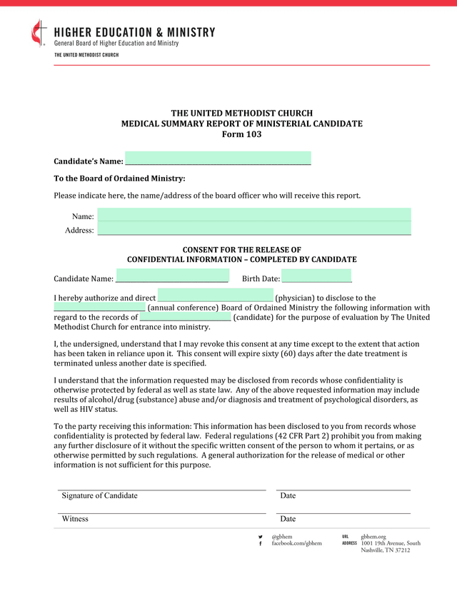 Medical Summary Report Of Ministerial Candidate screenshot