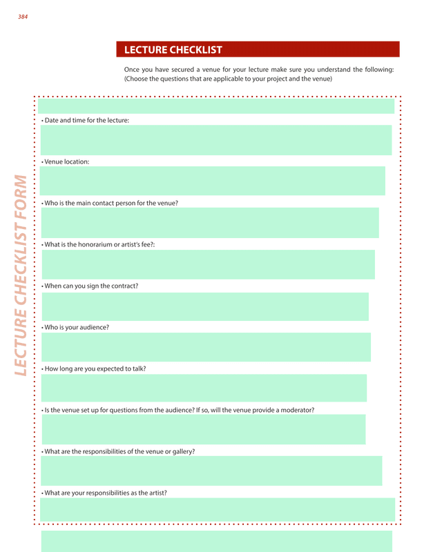 LECTURE CHECKLIST FORM screenshot