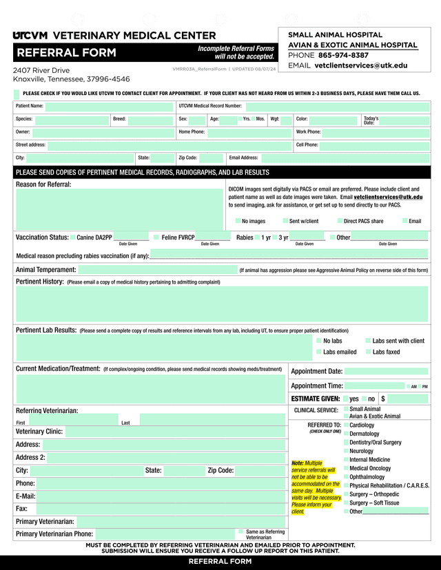 Referral Form screenshot