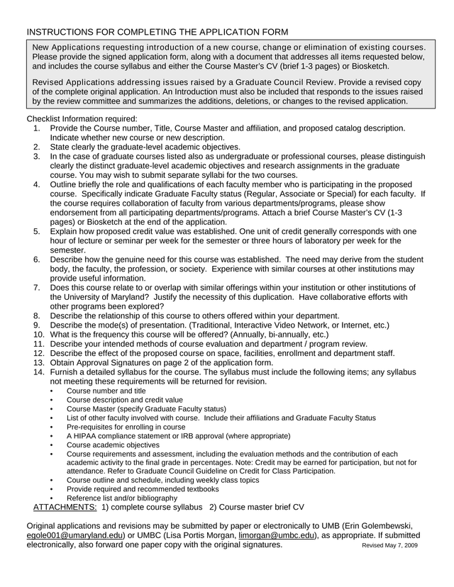 Course Application Form screenshot