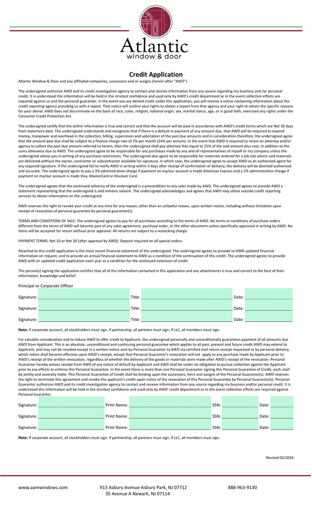 Credit Application screenshot