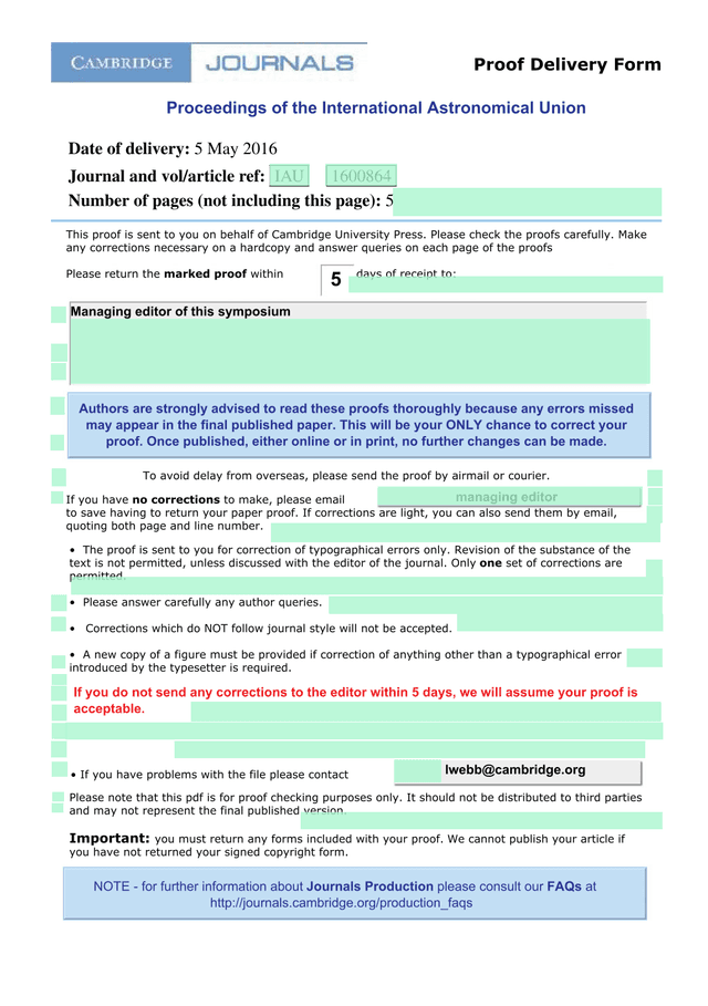 Proof Delivery Form screenshot