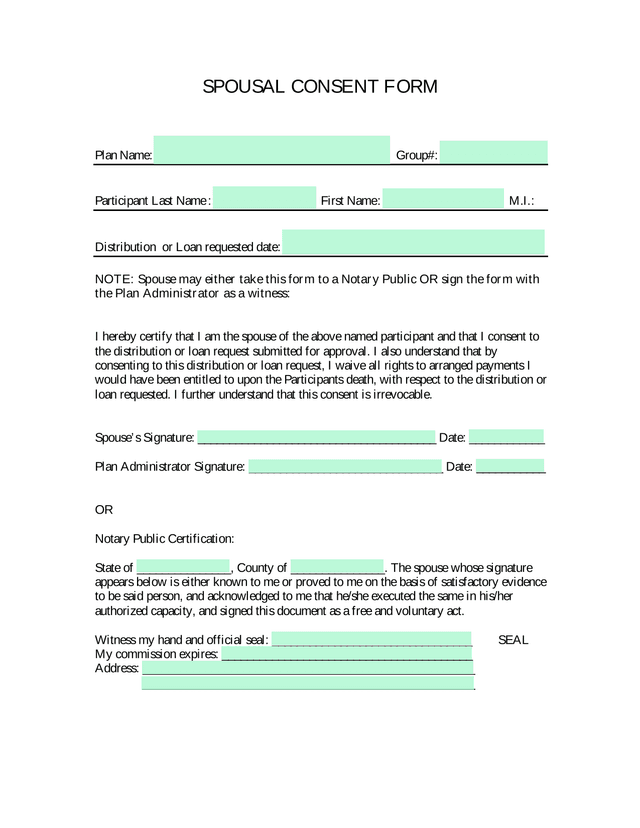 SPOUSAL CONSENT FORM screenshot
