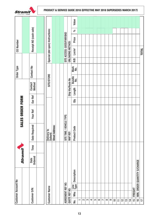 SALES ORDER FORM screenshot
