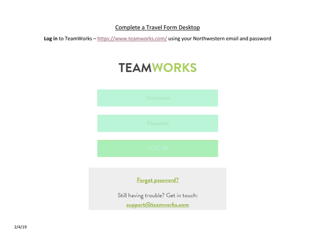 Travel Request Form screenshot