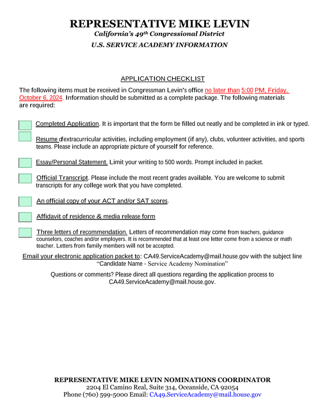 U.S. Service Academy Information screenshot