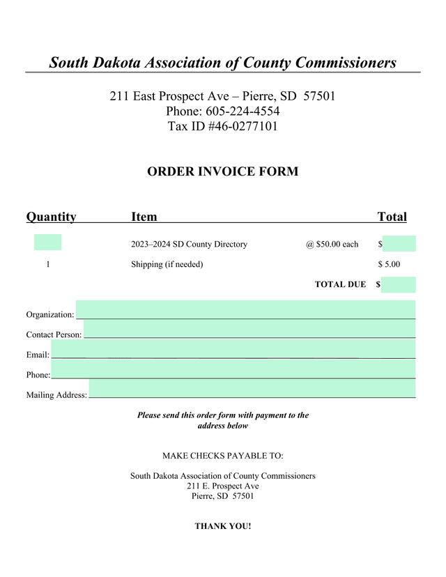 Order Invoice Form screenshot
