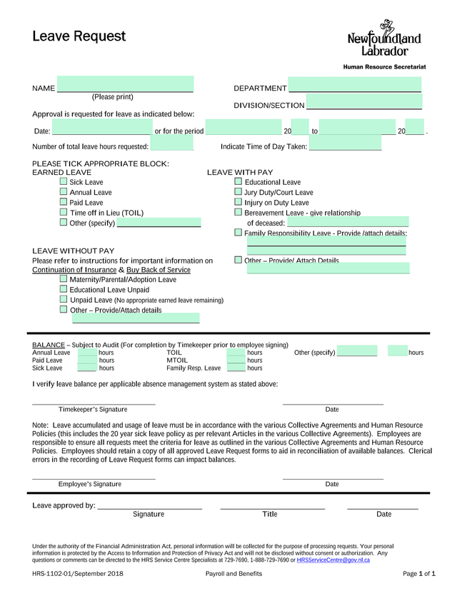 Leave Request screenshot