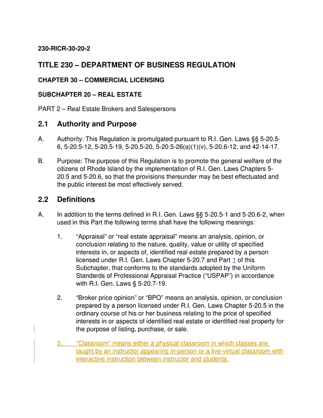 230RICR30202 Real Estate Brokers And Salespersons Regulation screenshot
