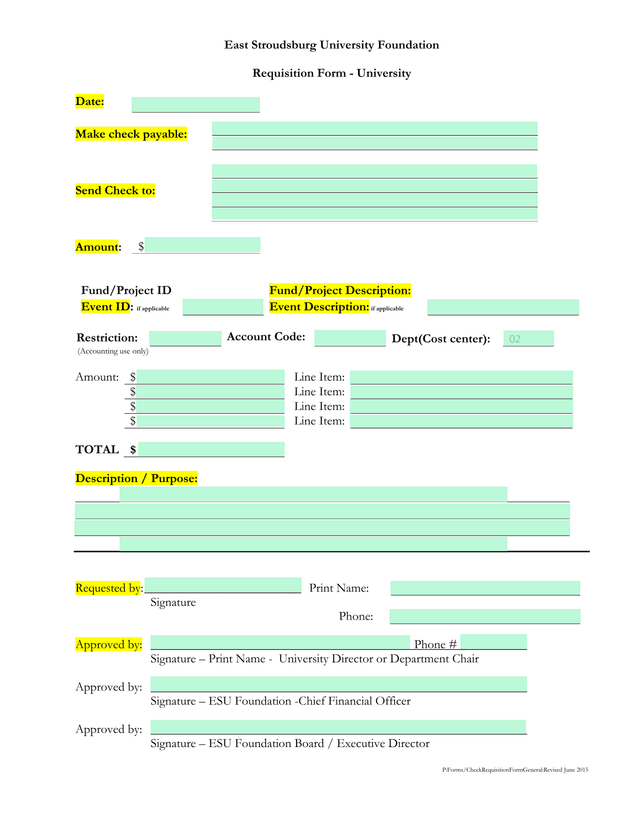 Requisition Form   University screenshot