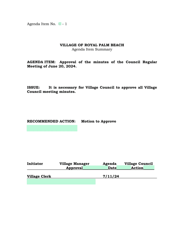 Minutes Of The Council Regular Meeting screenshot