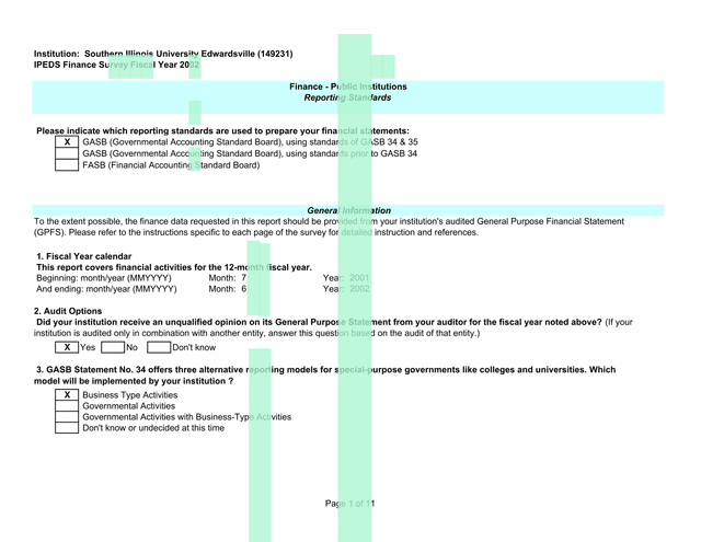 IPEDS Finance Survey Fiscal Year 2002 screenshot