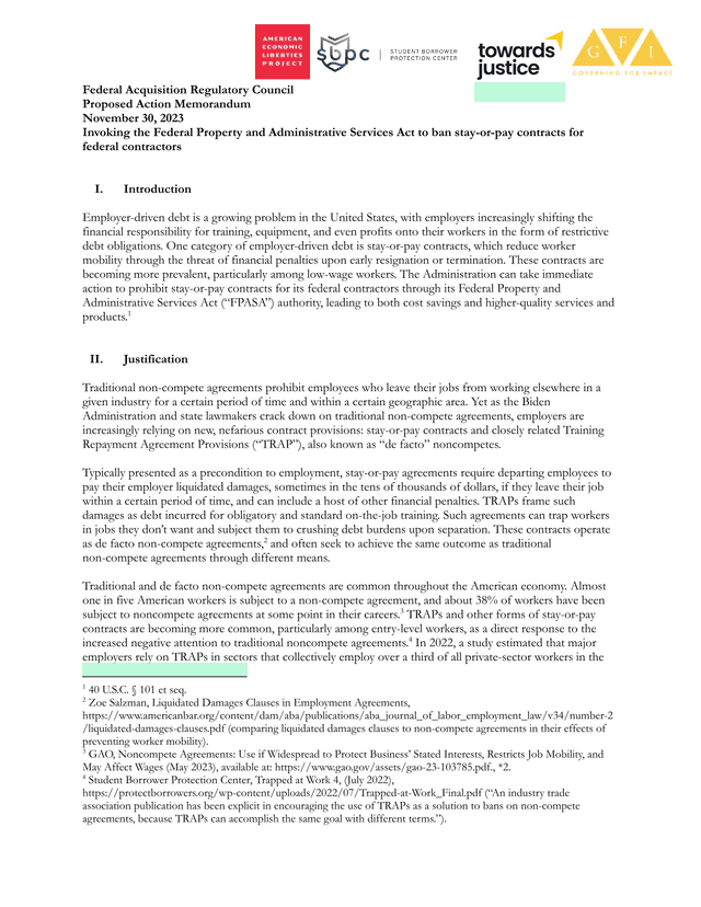 Proposed Action Memorandum Invoking The Federal Property And Administrative Services Act To Ban Stay screenshot