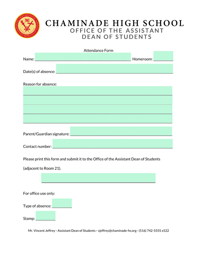 Attendance Form screenshot
