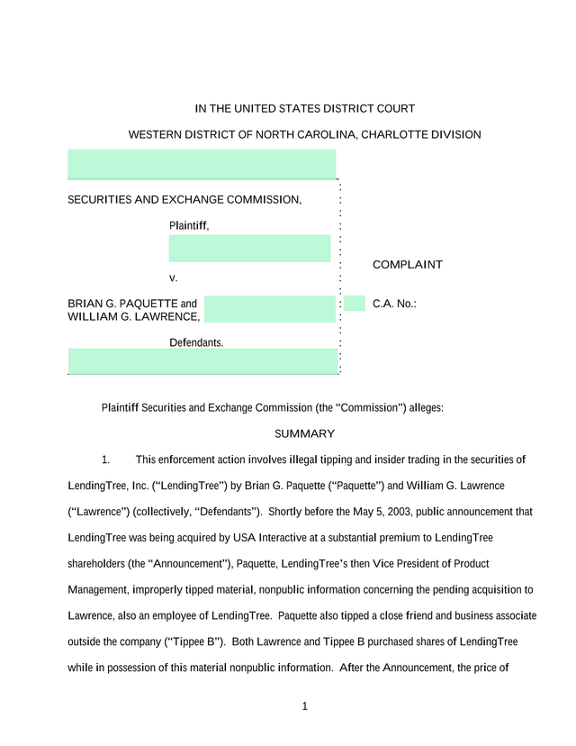 SEC V. Brian G. Paquette And William G. Lawrence screenshot