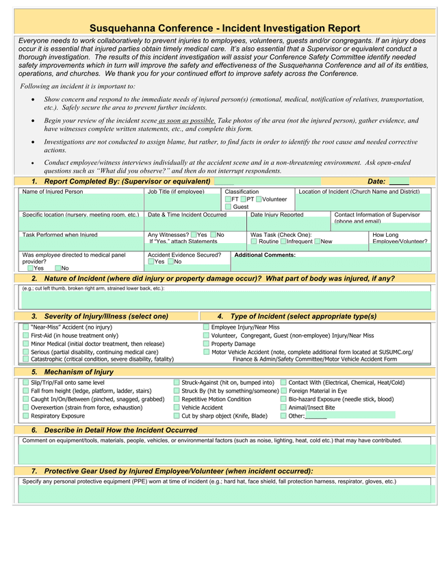 Susquehanna Conference   Incident Investigation Report screenshot