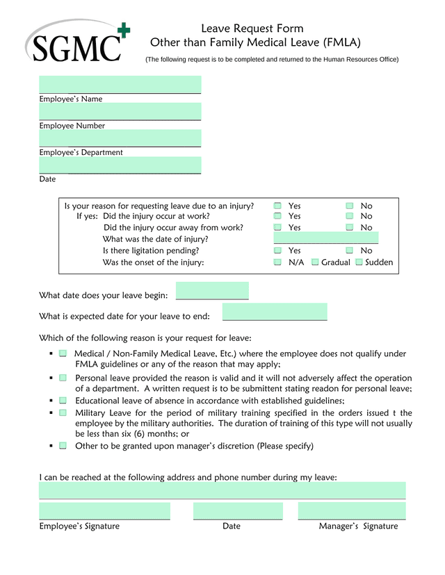 Leave Request Form screenshot