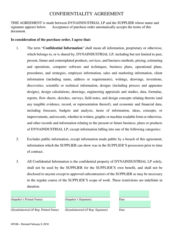 Confidentiality Agreement screenshot