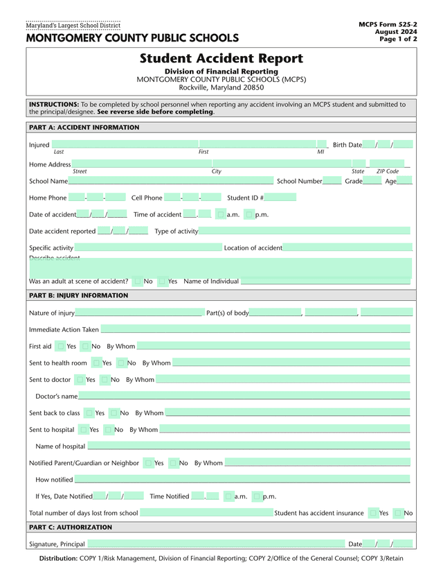 Student Accident Report screenshot