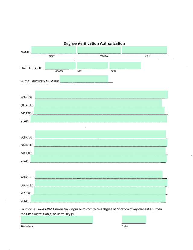 Degree Verification Authorization screenshot