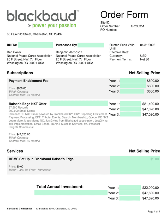 Order Form screenshot