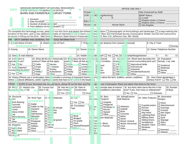 Barn And Farmstead Survey Form screenshot