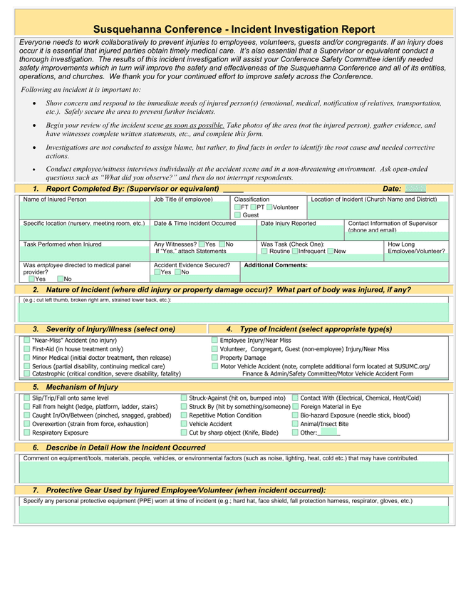 Susquehanna Conference   Incident Investigation Report screenshot