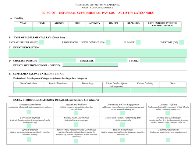 PD EC OT  Universal Supplemental Pay Log screenshot