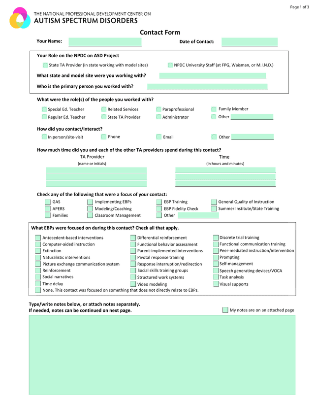 Contact Form screenshot