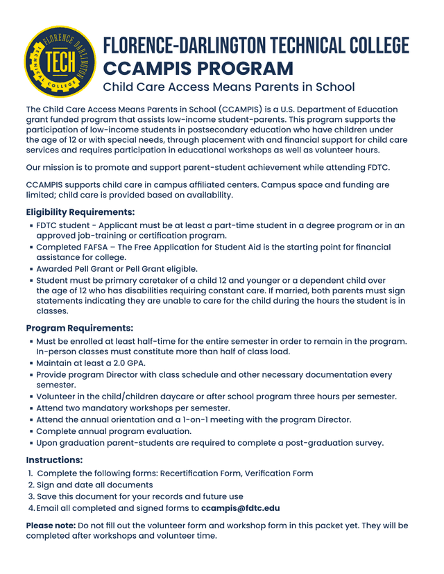 Child Care Access Means Parents In School (CCAMPIS) Program Application screenshot