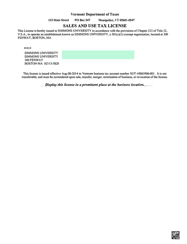 Sales And Use Tax License screenshot