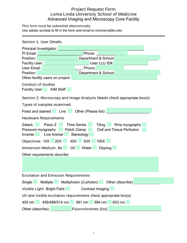 Project Request Form screenshot
