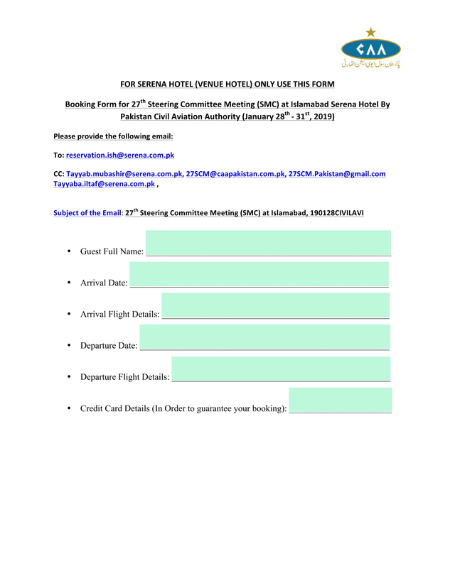 Booking Form For 27th Steering Committee Meeting (SMC) screenshot