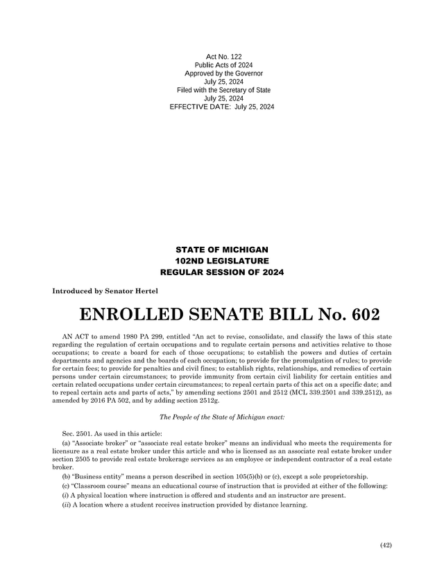 Enrolled Senate Bill No. 602 screenshot