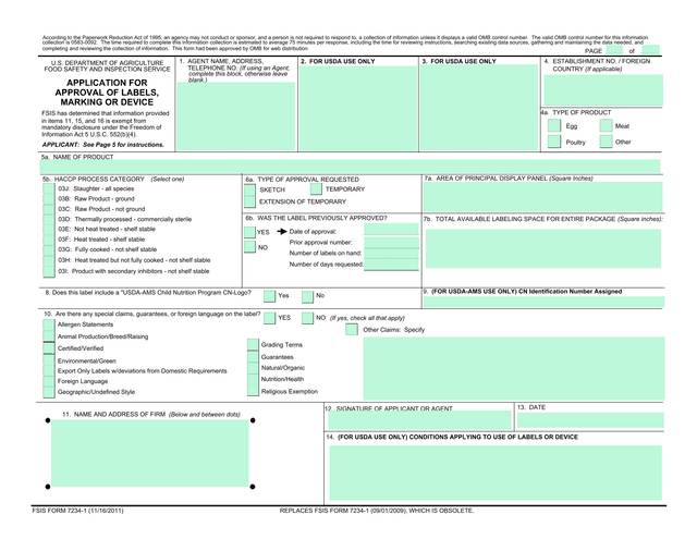 Application For Approval Of Labels, Marking Or Device screenshot