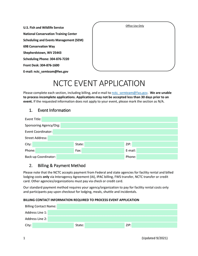 NCTC Event Application screenshot
