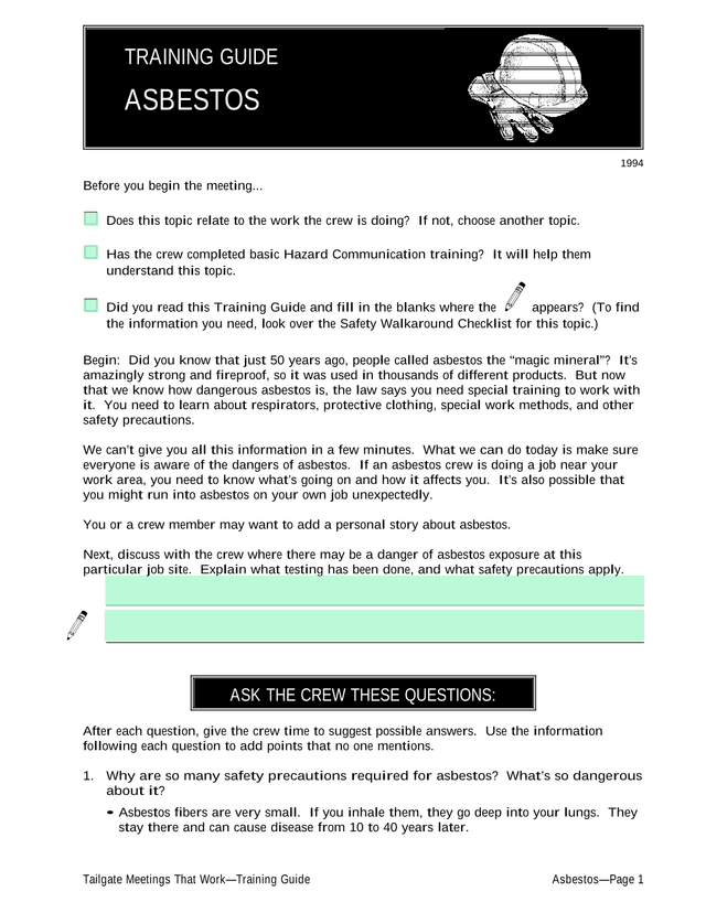 TRAINING GUIDE ASBESTOS screenshot