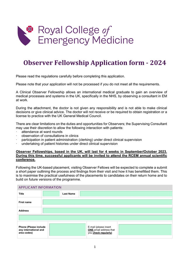Observer Fellowship Application Form   2024 screenshot