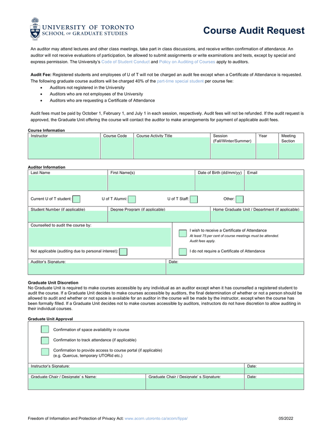 Course Audit Request screenshot
