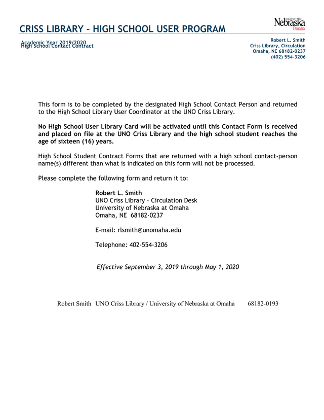 High School Contact Contract screenshot
