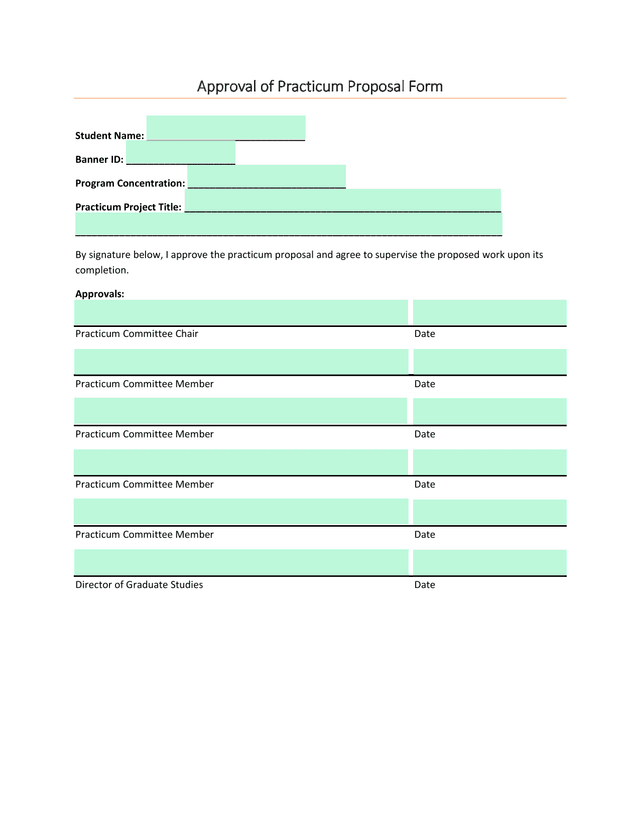 Approval Of Practicum Proposal Form screenshot