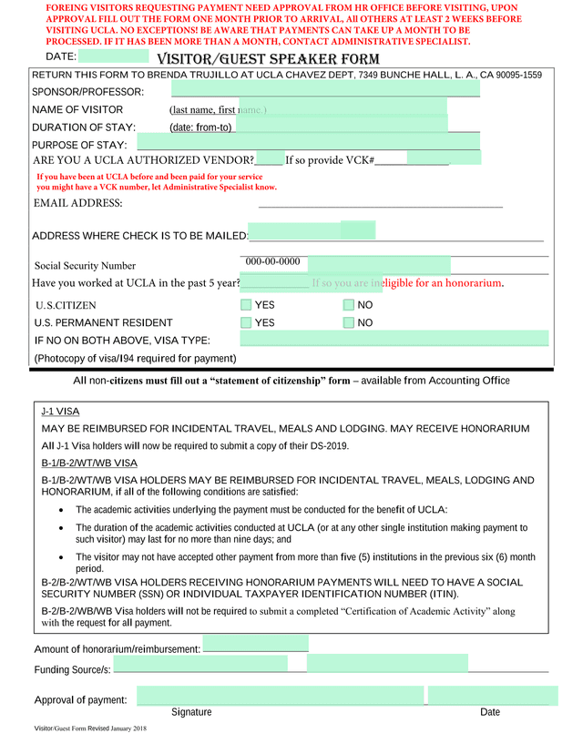 VisitorGuest Speaker Form screenshot