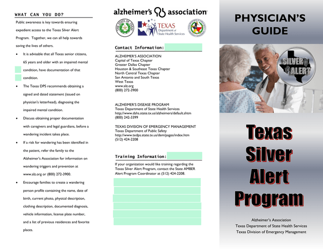 PhysicianS Guide Texas Silver Alert Program screenshot