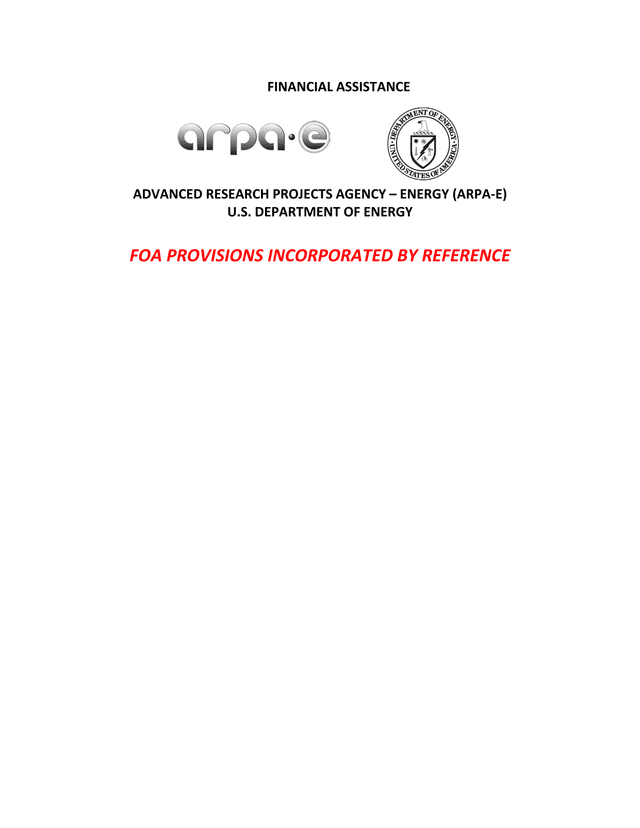 ARPA E Financial Assistance Funding Opportunity Announcement screenshot