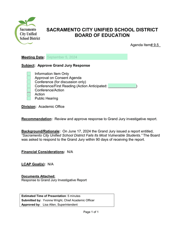 Grand Jury Response   Sacramento City Unified School District screenshot