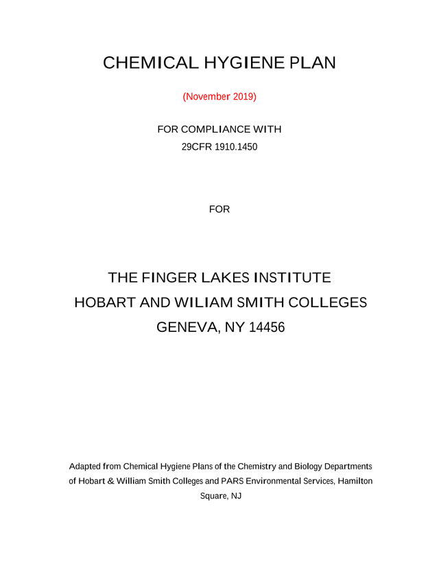 Chemical Hygiene Plan screenshot
