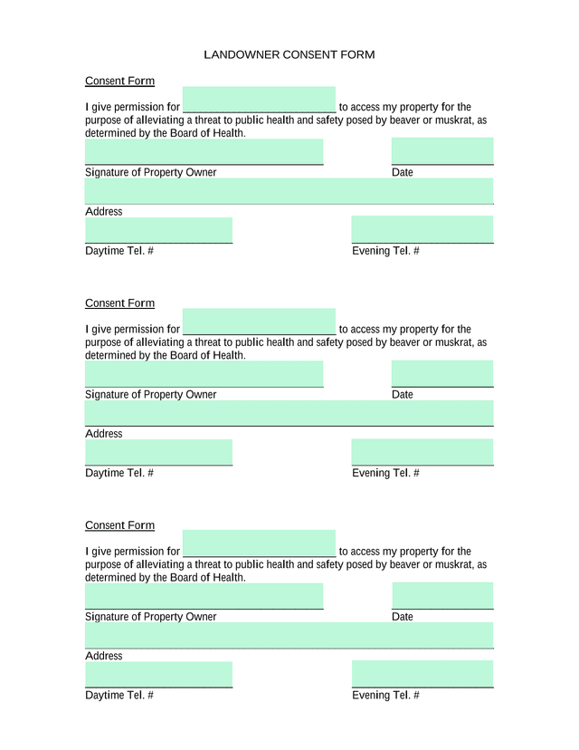 LANDOWNER CONSENT FORM screenshot