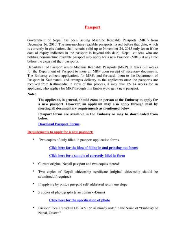 Passport Application Guidelines screenshot