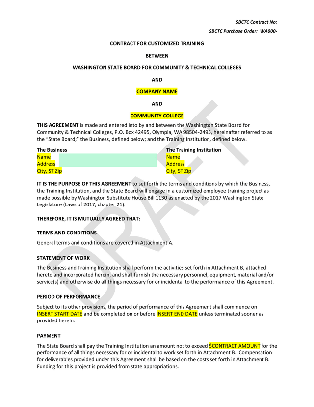 Contract For Customized Training screenshot